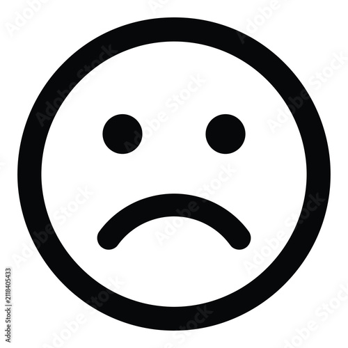 Foto Sad face emoticon symbol with frowning mouth in circle isolated on transparent b
