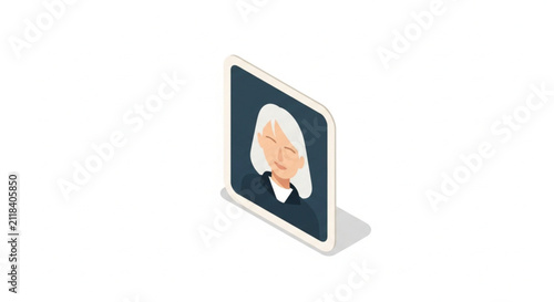 Isolated Dark Blue Rectangle Sticker with White Outline and Soft Shadow on White Background