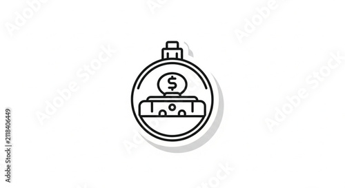 Minimalist briefcase icon in a circle, modern line art for business and finance concepts, scalable vector graphic