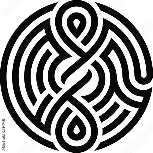 Circular Abstract Labyrinth Vector Logo