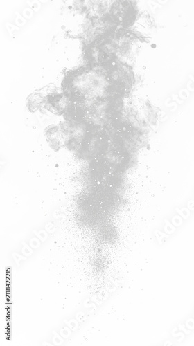 Ascending cloud of bubbles and mist, with dark periphery and specks of light
