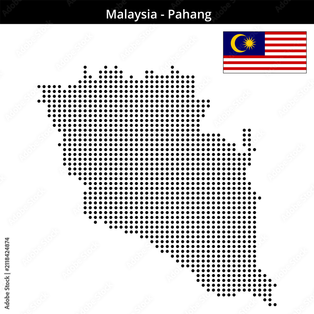 Obraz premium Map of Malaysia region Pahang in medium size dots