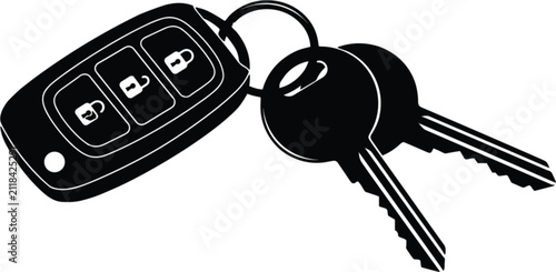 Car key with remote fob, automobile access vector illustration isolated transportation security icon design