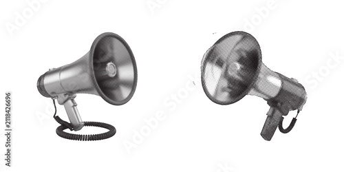 Vintage megaphone and bullhorn on a white background Vector, illustration