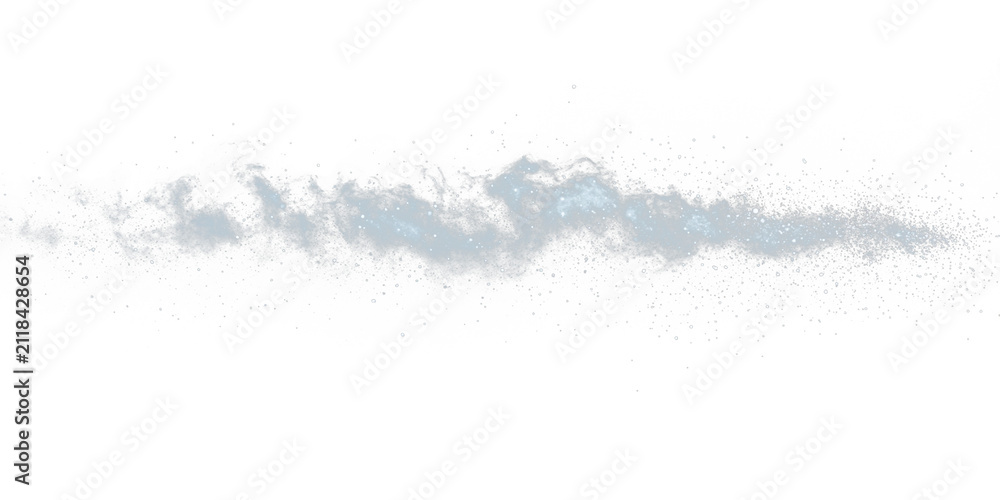 Obraz premium White, wispy cloud-like formation extends horizontally against a stark black background