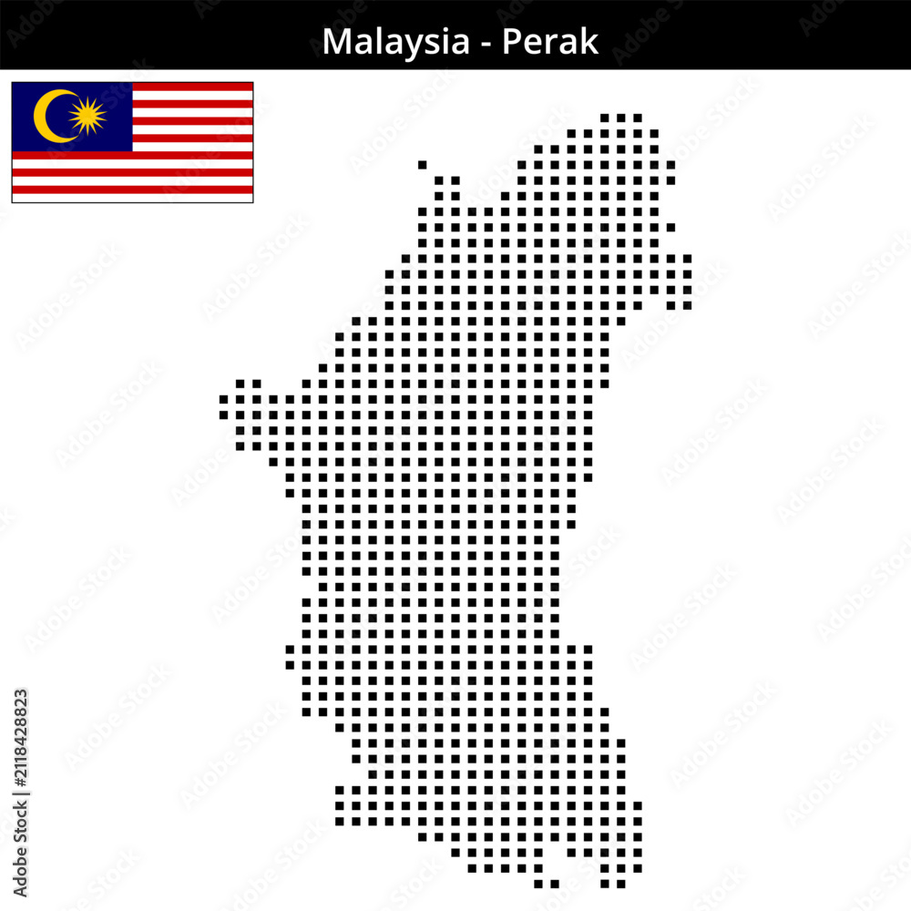 Obraz premium Map of Malaysia region Perak in medium size square dots