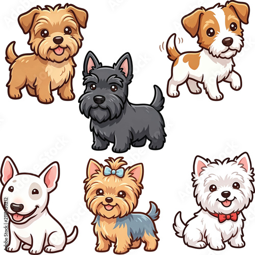 Cute Terrier Dog Breeds Vector