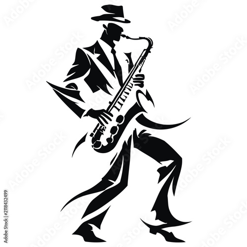 Abstract Saxophone Player Silhouette Vector Illustration