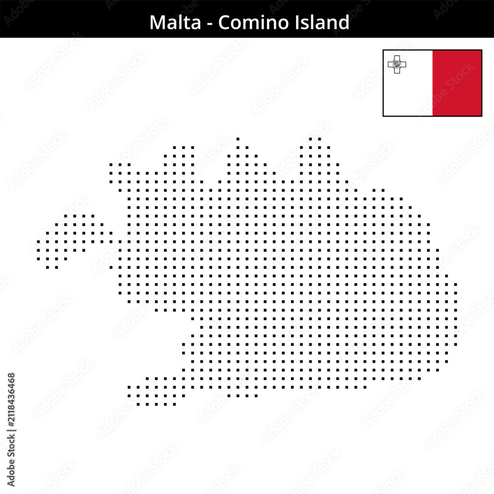 Obraz premium Map of Malta region Comino-Island in small size square dots