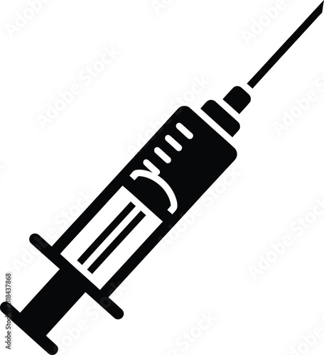 Medical syringe injection icon silhouette with first aid injection healthcare