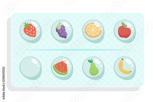Blister Pack of Fruit Shaped Vitamins