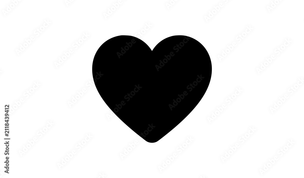 Fototapeta premium Black Heart Icon Vector with Minimal Love Symbol for Logo Branding and Modern Digital Design Projects
