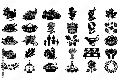 Thanksgiving Silhouette Icons Set