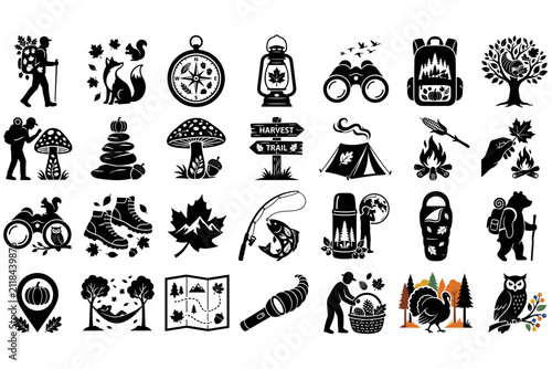 Black and White Outdoor Adventure Silhouettes