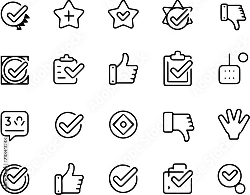 Принти на полотні icons glyph collection approval disapproval rating and chat symbols