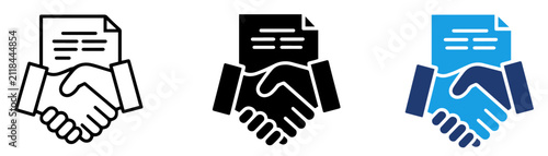 business agreement icon with handshake document