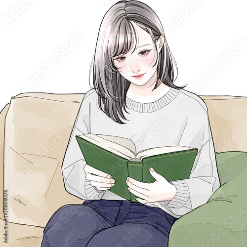 本を読んでいる女性