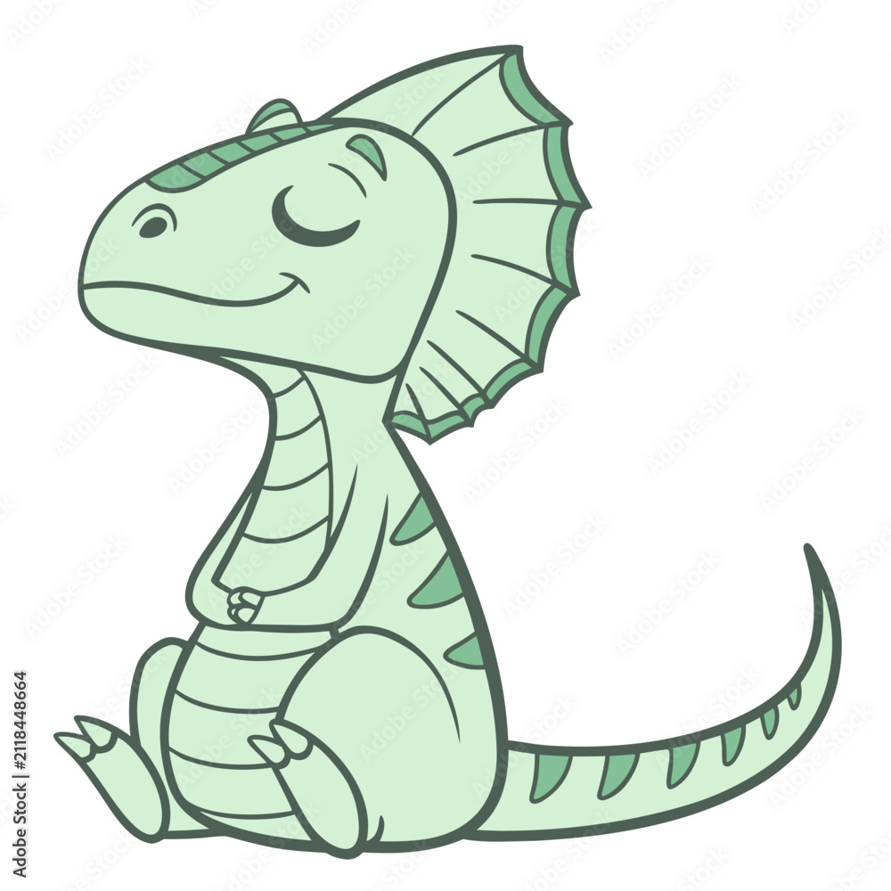 Naklejka premium Yoga Zen Meditation Dilophosaurus Chibi 1