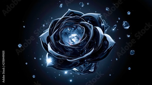 Black rose glows with inner light