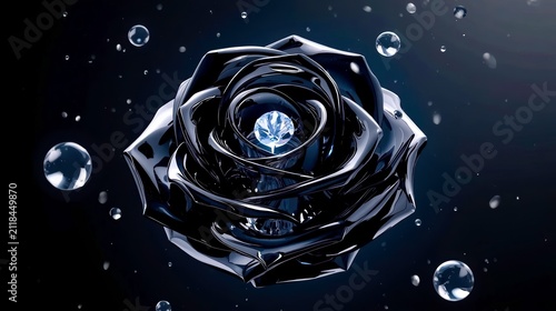 Black rose glows with inner light