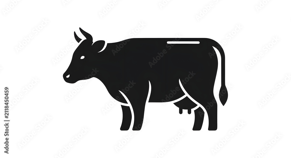 Obraz premium Cow-shaped piggy bank silhouette icon for financial savings and livestock investment concept