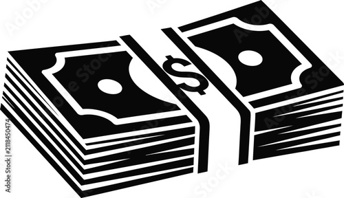 Stack of banknotes icon representing financial wealth and banking with banknotes
