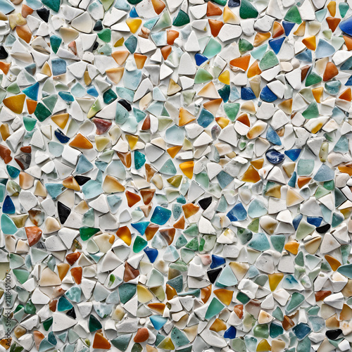 A close up of a mosaic tile, Extreme macro photography of a polished recycled terrazzo surface