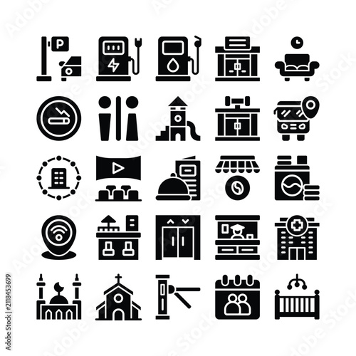 Amenities Glyph Icon Set