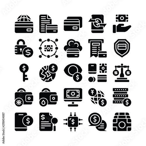 Fintech Glyph Icon Set