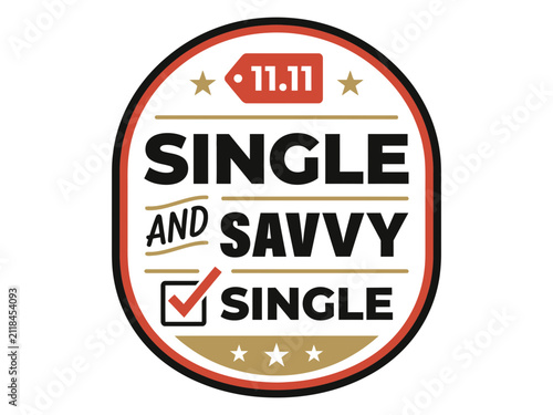 Single and savvy 11.11 checklist badge design