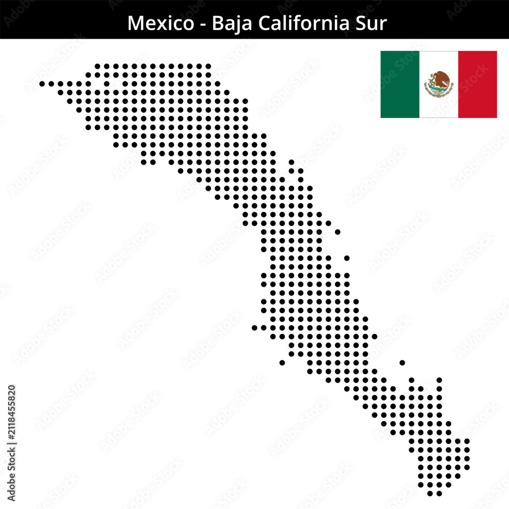 Obraz premium Map of Mexico region Baja-California-Sur in medium size dots