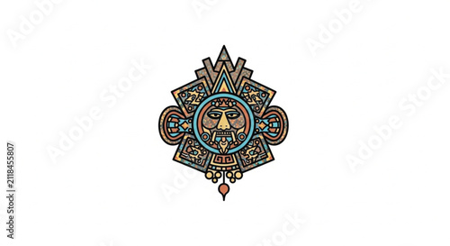 Tribal Ethnic Mandala Pattern with Geometric Shapes and Colorful Abstract Elements