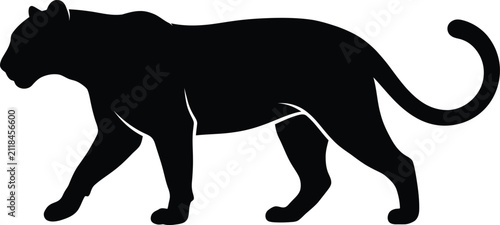 Black Panther Walking Silhouette Vector Illustration