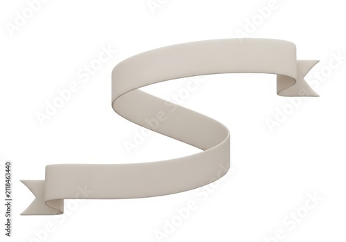 Elegant Curved Beige Ribbon Banner 3D Render Isolated on White Background for Graphic Design and Advertising