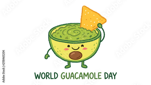 Guacamole Bowl Illustration for World Guacamole Day Social Media Post