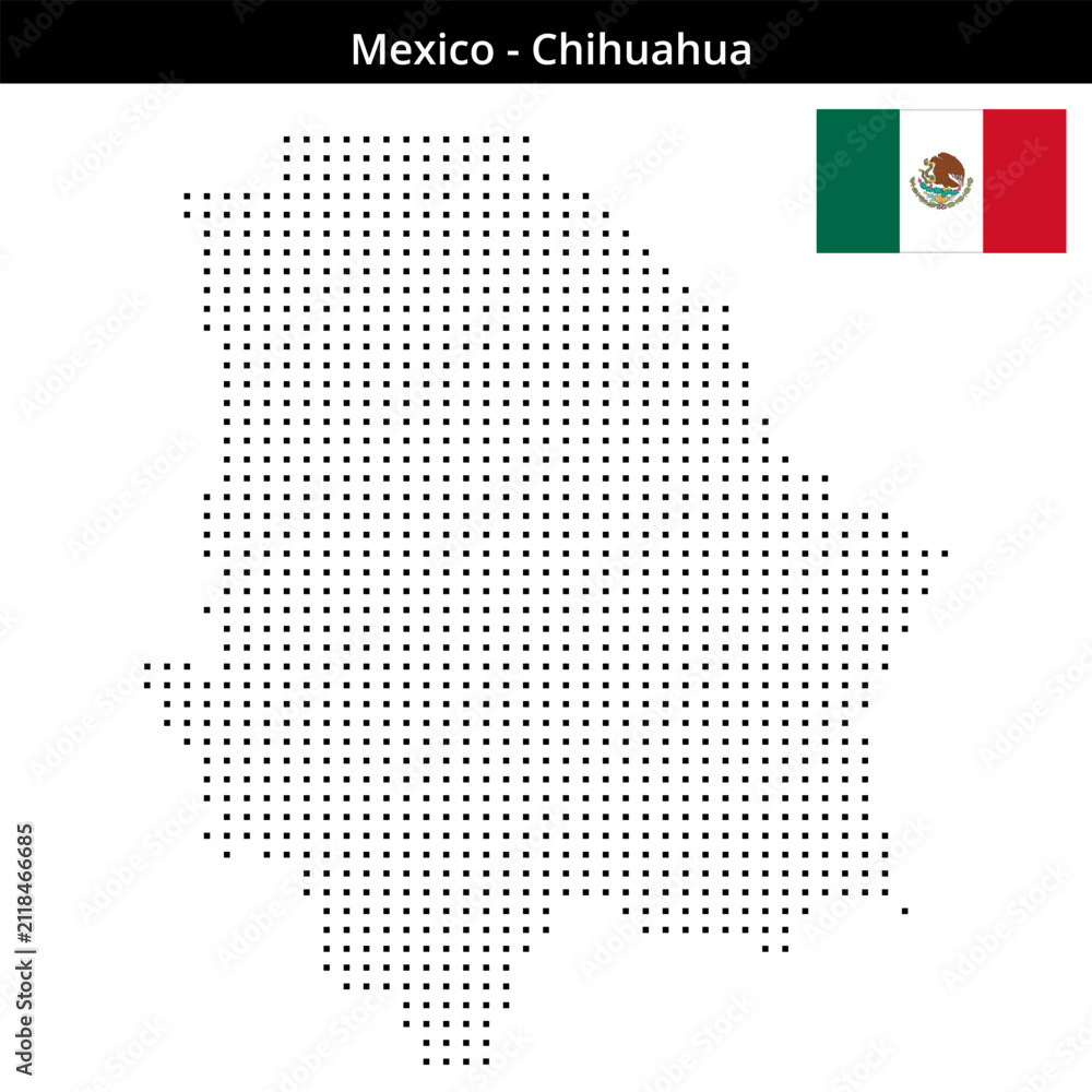 Fototapeta premium Map of Mexico region Chihuahua in small size square dots