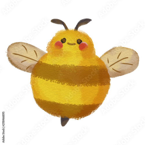 Hand drawn sweet honey bee with textured brush strokes for design
