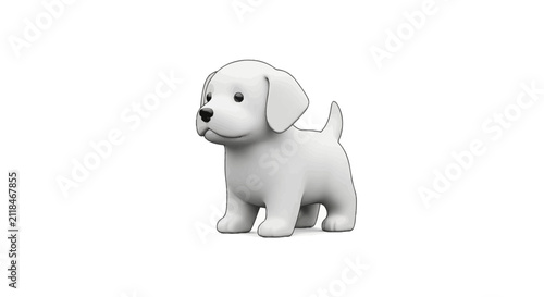 Cute white puppy dog standing and looking forward