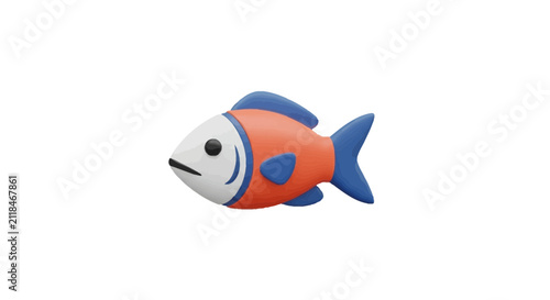 Colorful tropical fish with red body and blue fins