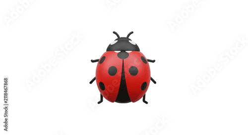 Red ladybug with black spots on white background