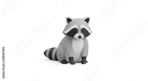 Sitting raccoon with topographic line texture