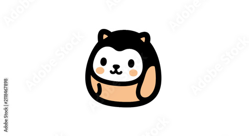 Cute round bear character with pink cheeks
