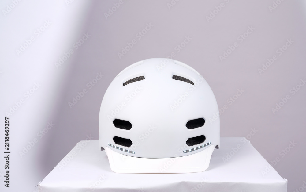 Fototapeta premium White bicycle helmet
