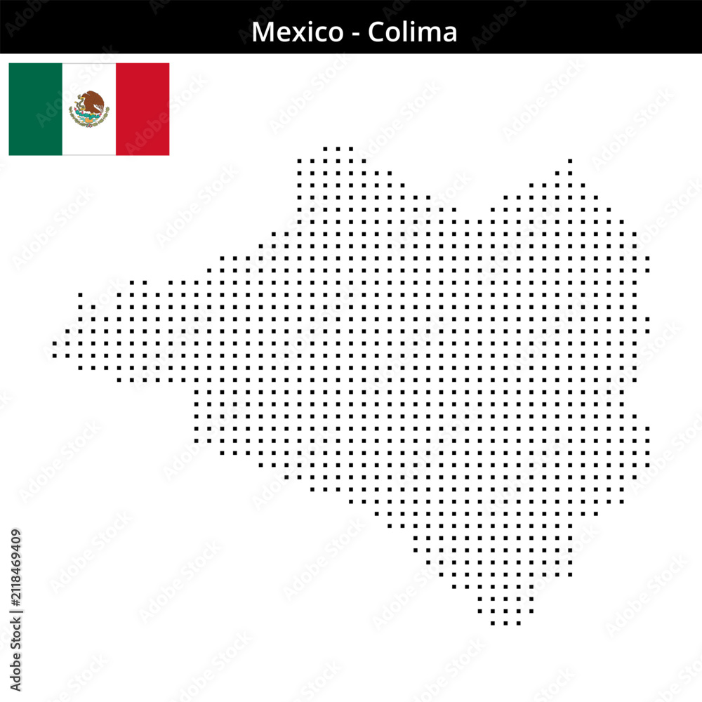 Fototapeta premium Map of Mexico region Colima in small size square dots