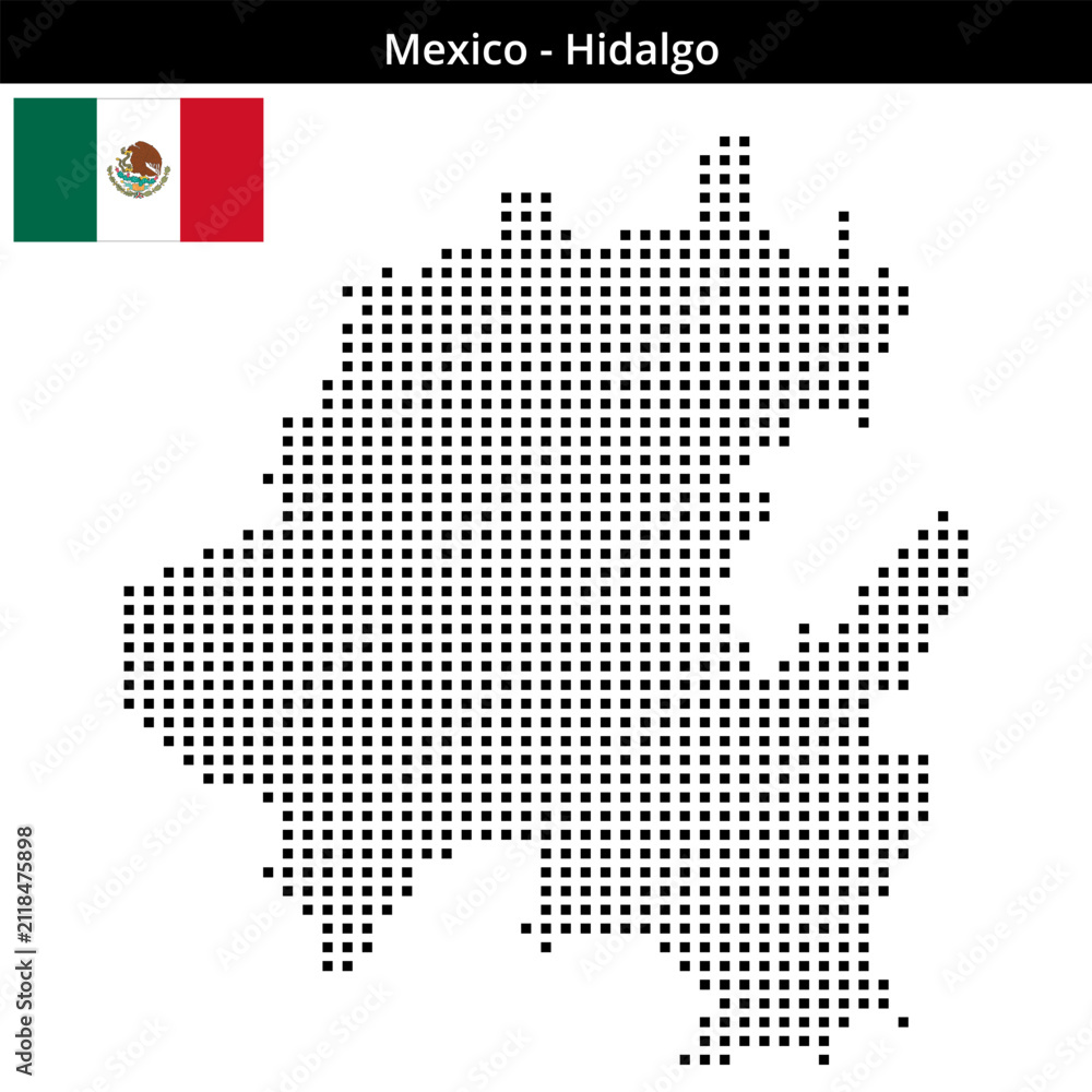 Fototapeta premium Map of Mexico region Hidalgo in medium size square dots