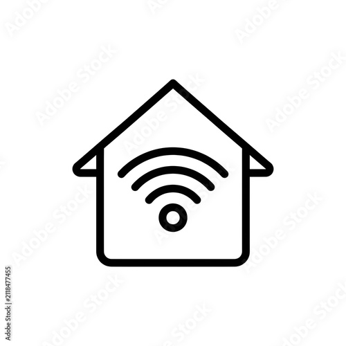 Smart Home Wireless Wi-Fi Network Connection Icon Symbol for Internet Technology and Automation Concepts
