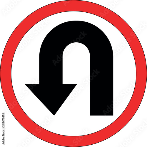 U turn sign vector art white background. eps 10
