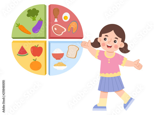 Girl Presenting Healthy Food Choices