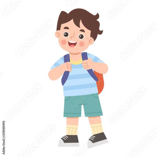 Boy With Backpack Illustration
