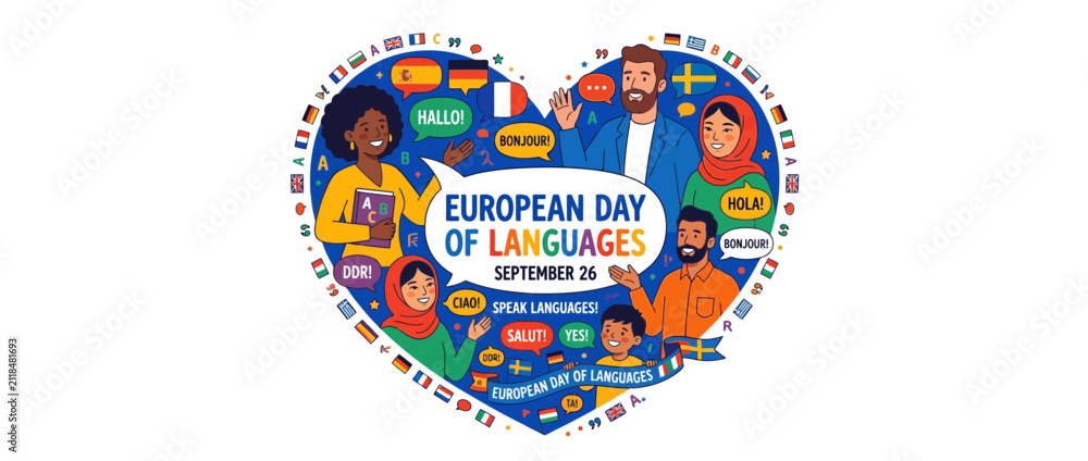 Fototapeta premium Diverse People Celebrating International Day of Languages